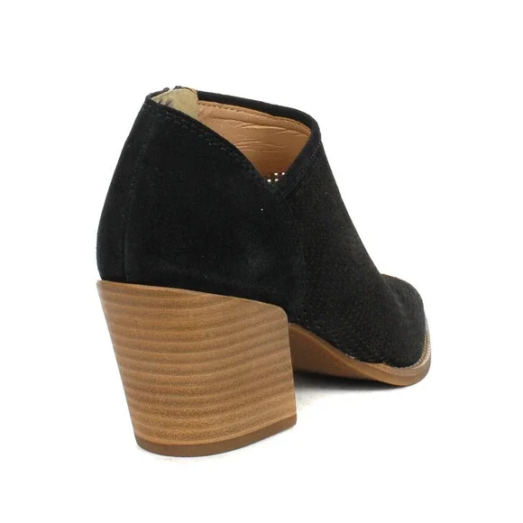 Lucky Brand Zeshia Black Suede Block Heel Booties - Picture 3 of 4
